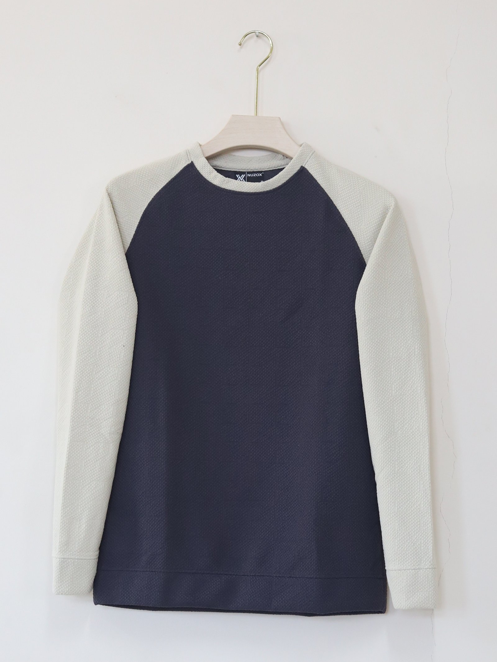 Mens Raglan Iong Sleeve T-Shirt( Indigo and half white)