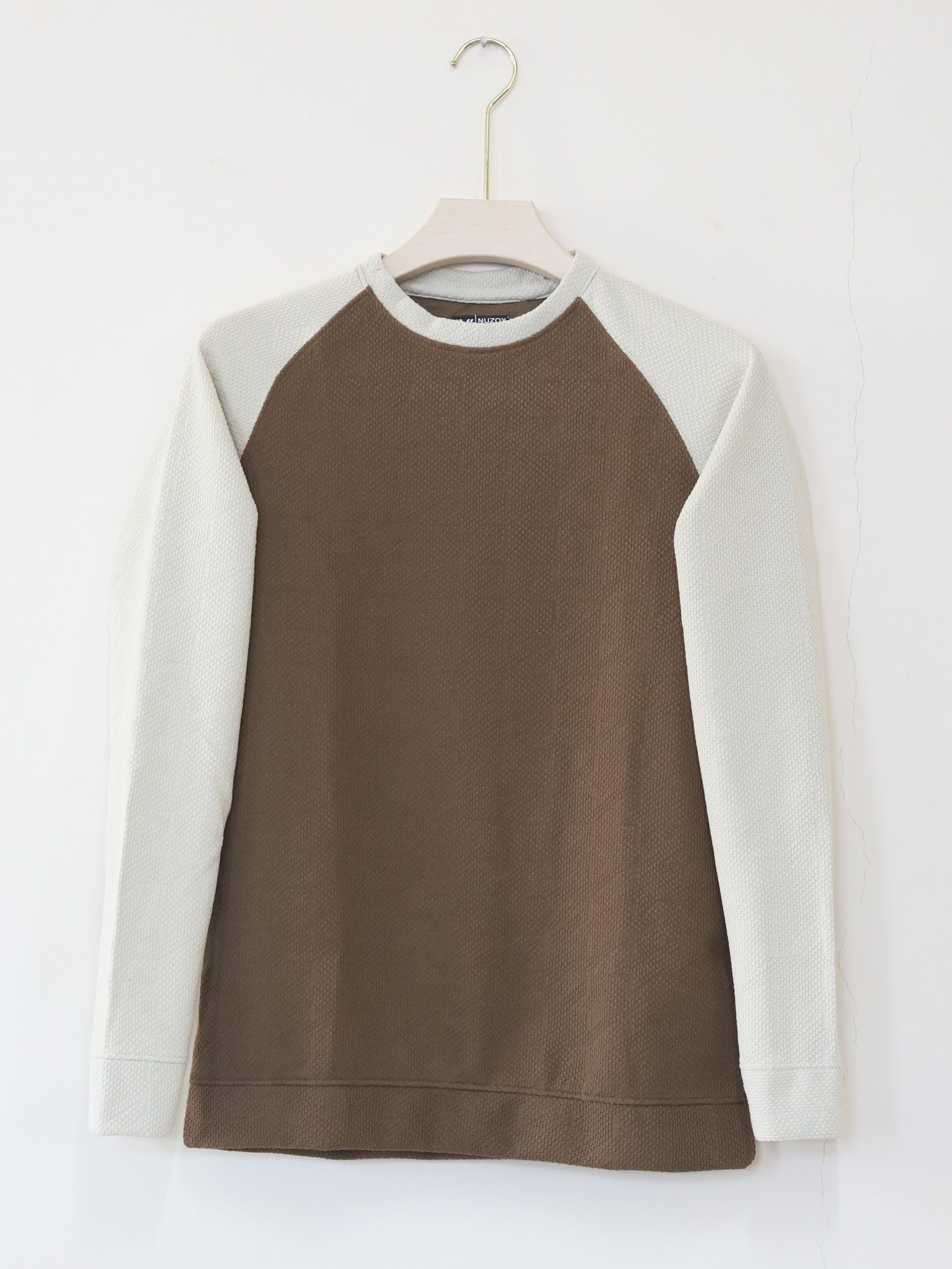 Mens Raglan Iong Sleeve T-Shirt( brown and halfwhite)