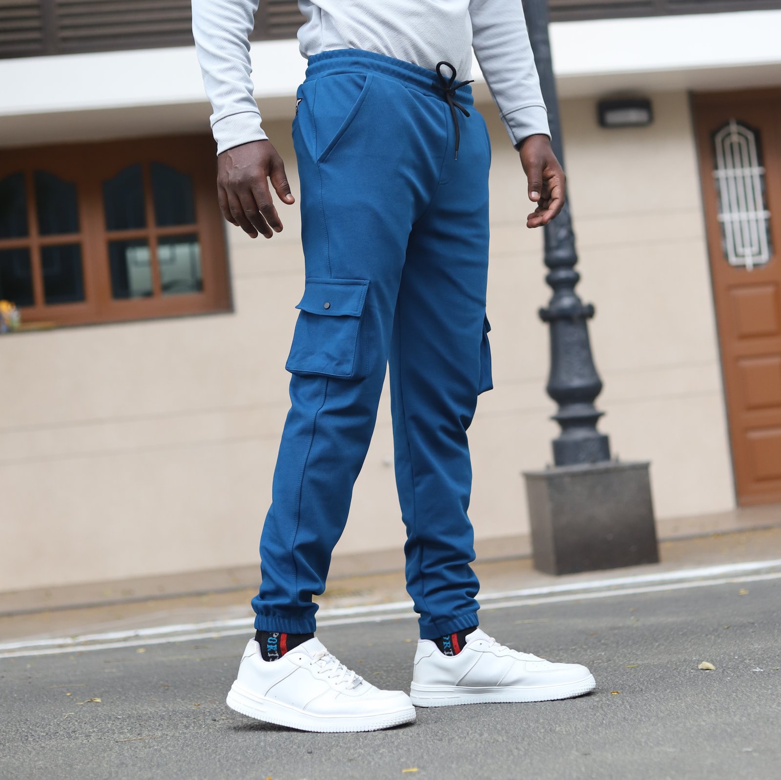 Lycra Cargo Pants With Five Pocket (Airforce Blue)