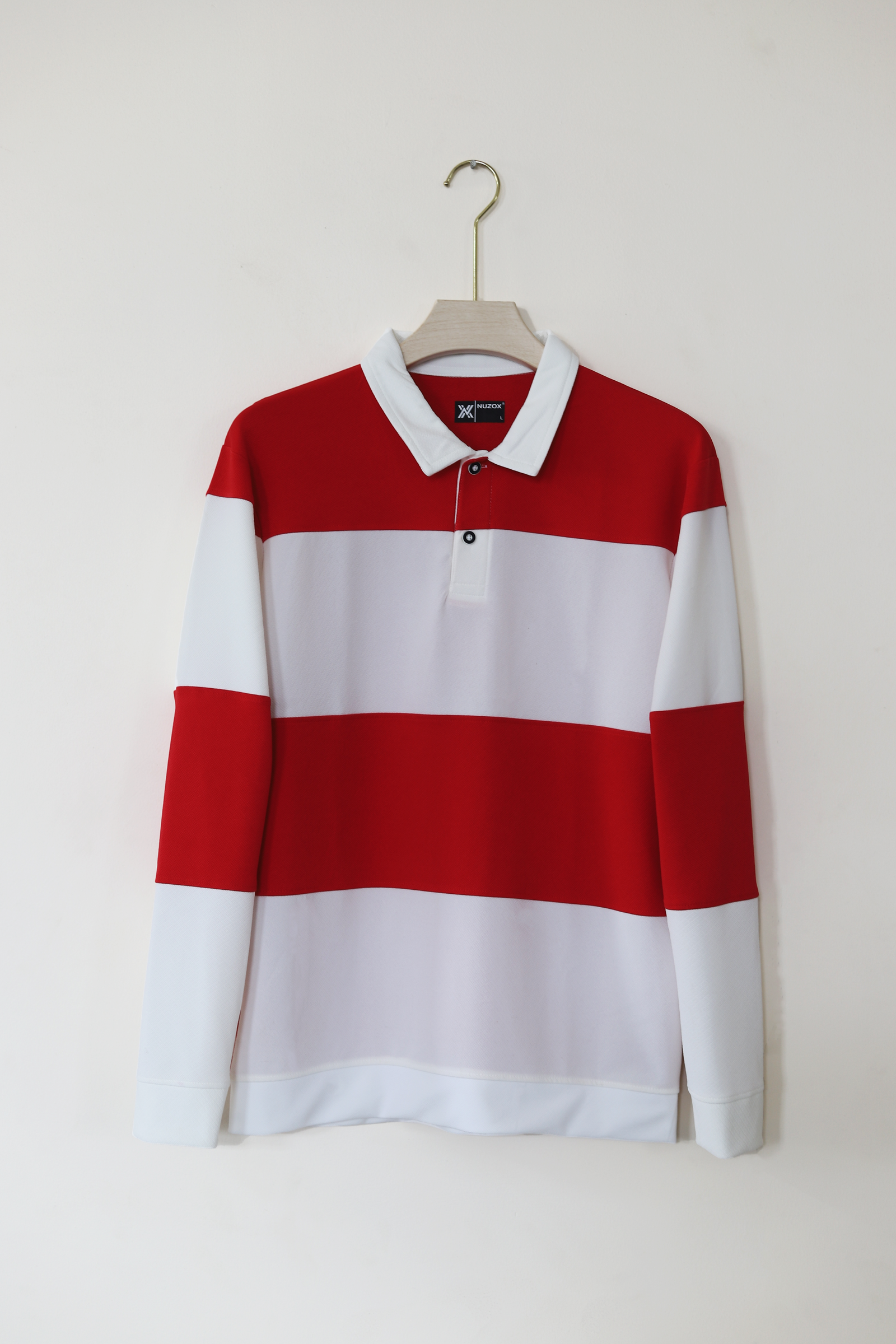 Full Sleeve Collar T-Shirt (white with red)