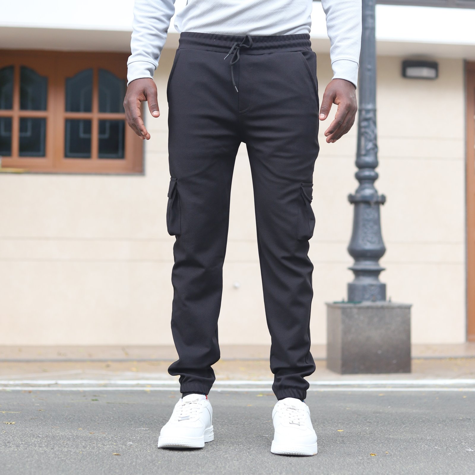 Lycra Cargo Pants With Five Pocket (Black)