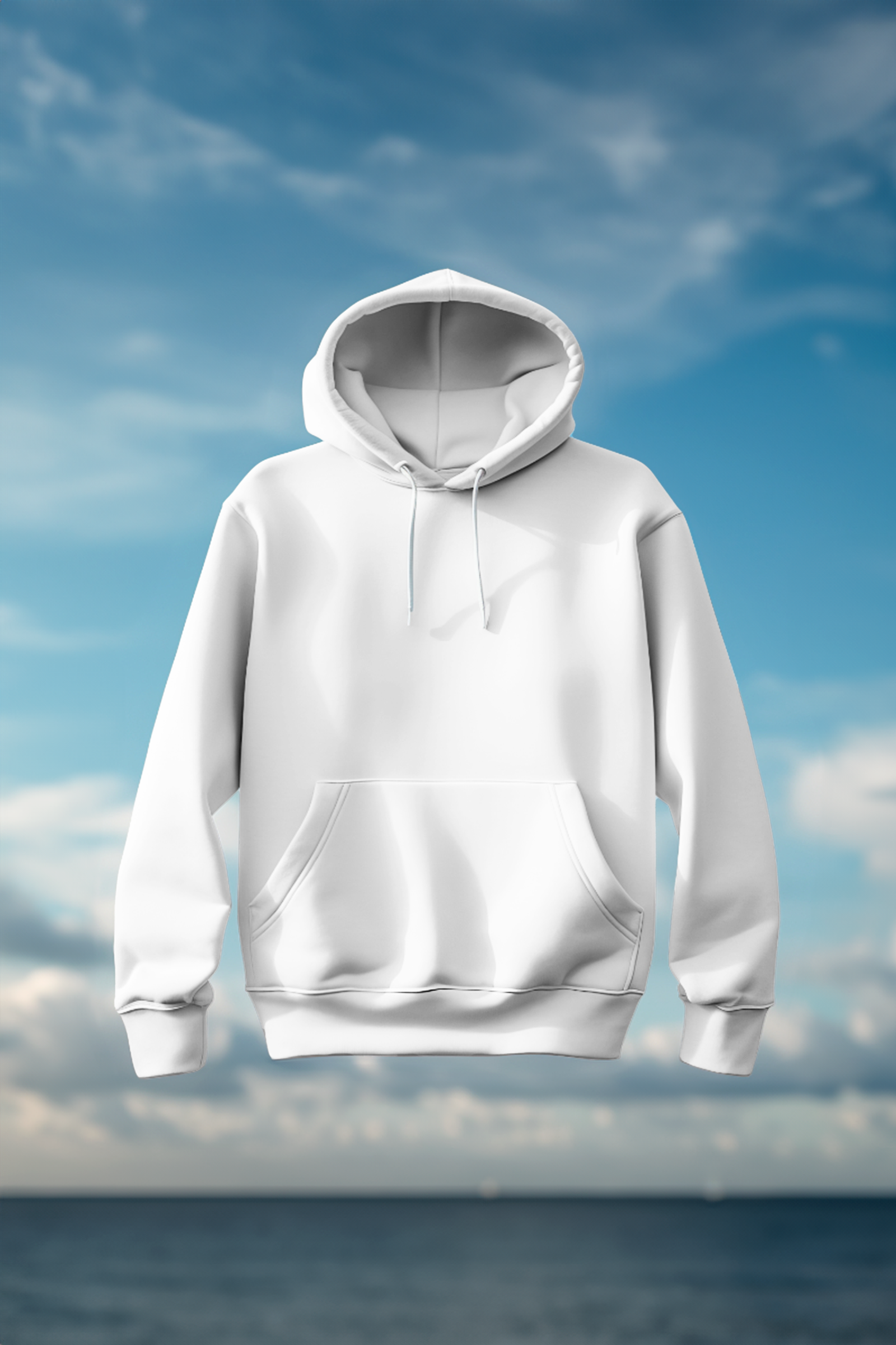 Men's Solid White Hooded Sweatshirt(White)