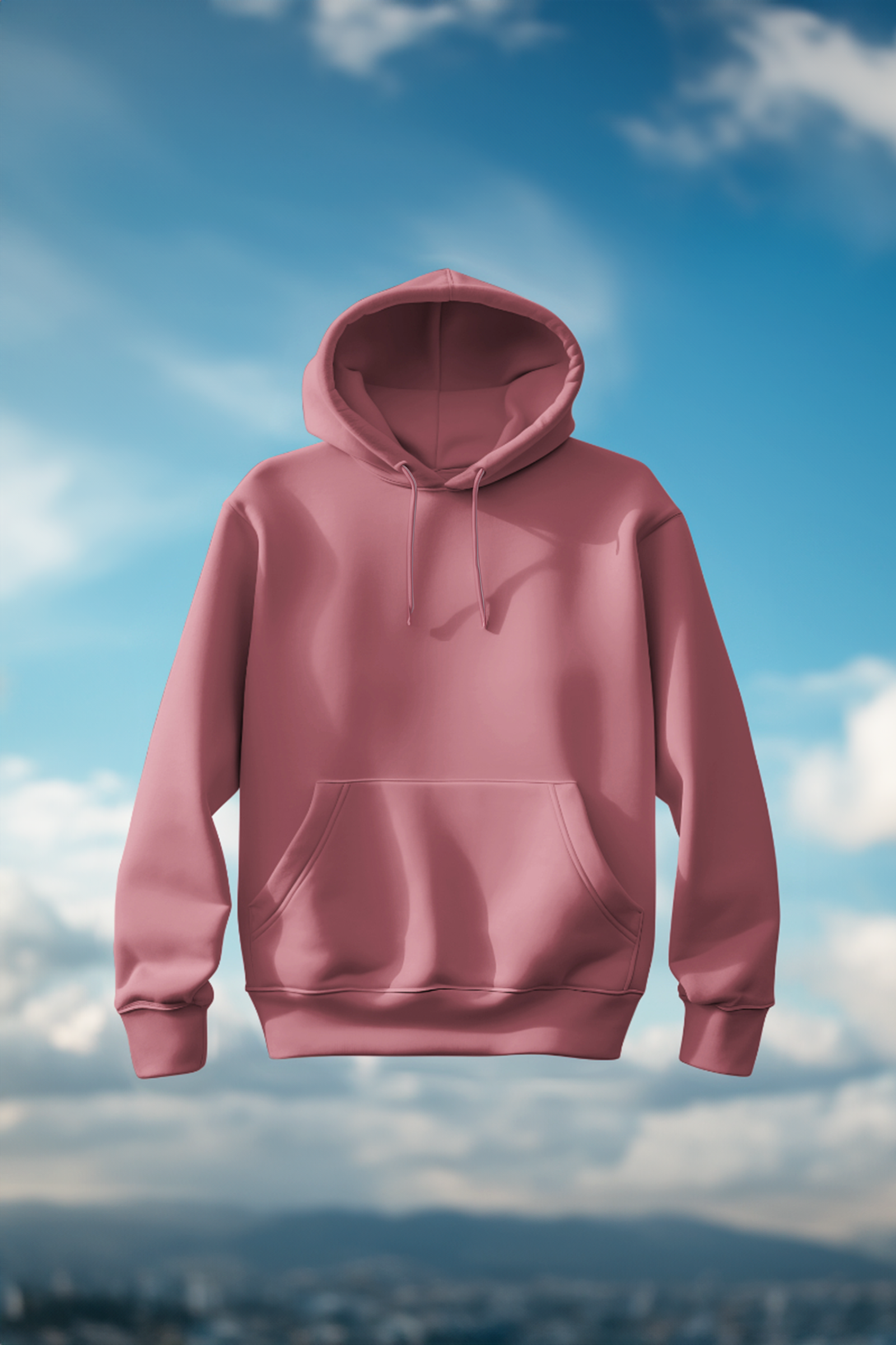 Men's Solid Pink Hooded Sweatshirt(Pink)