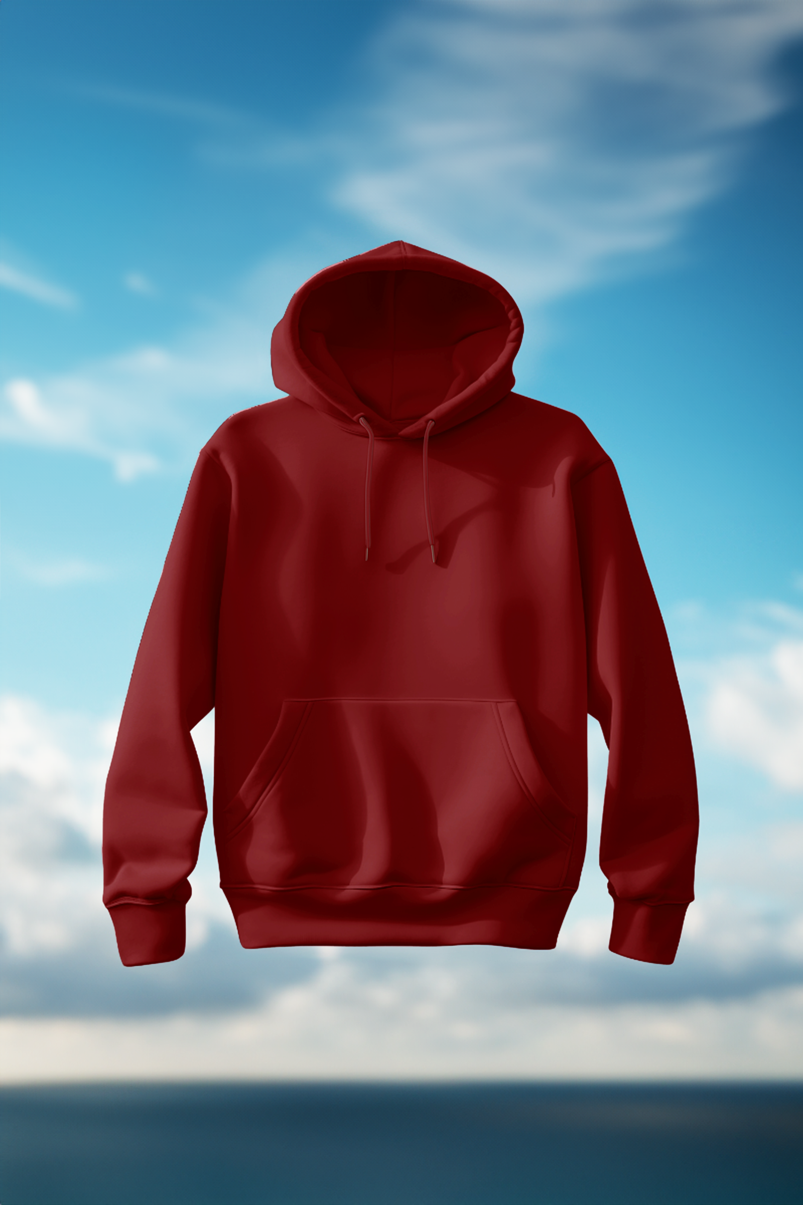 Men's Solid Red Hooded Sweatshirt(Red)