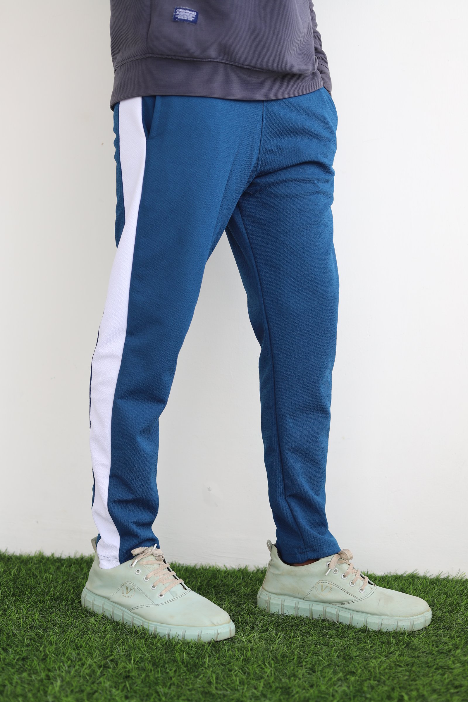 Mens Track Pant  With White  Pannel(Airforce Blue)