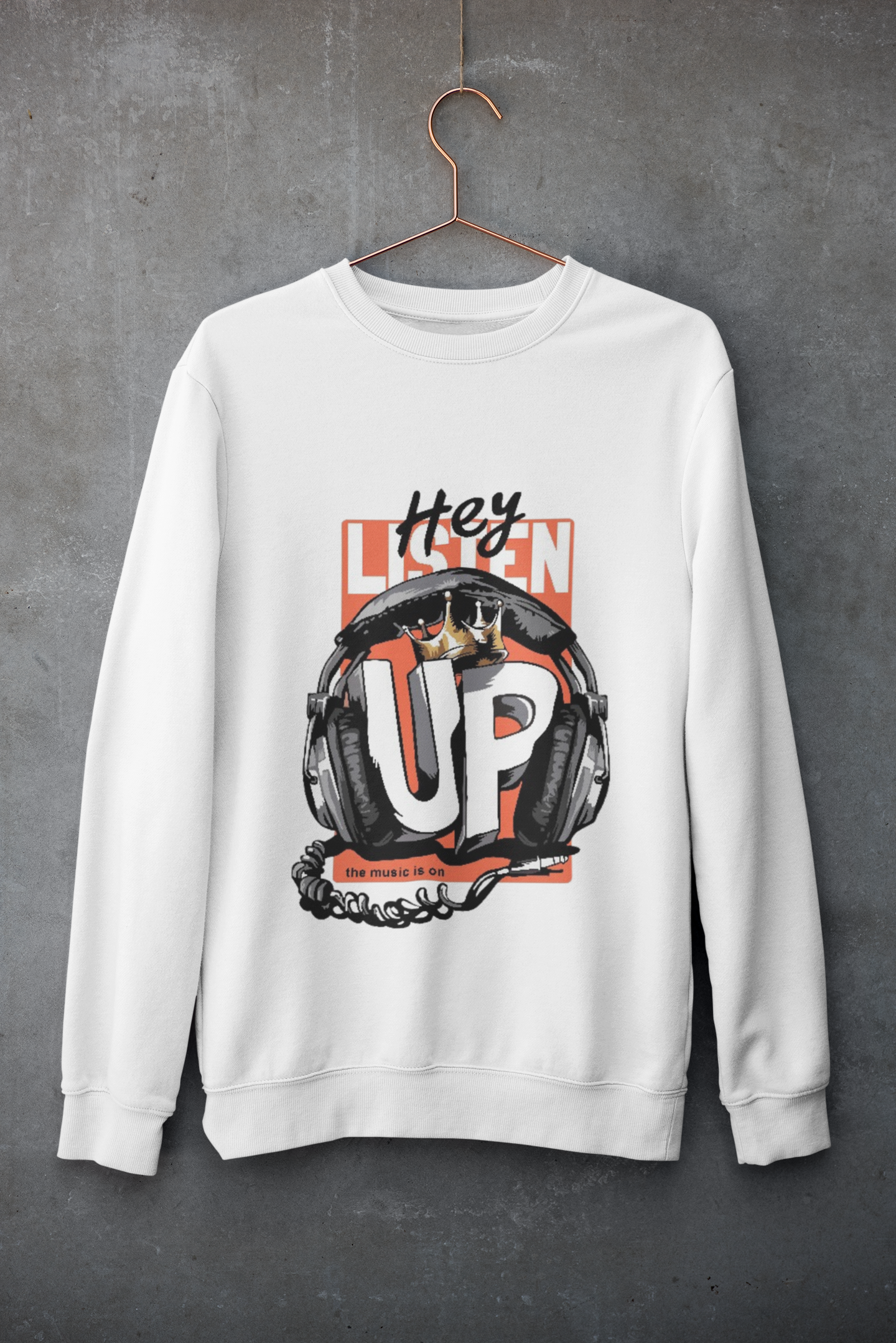 Cotton Full Sleeve Sweatshirt For Men printed - up (white)