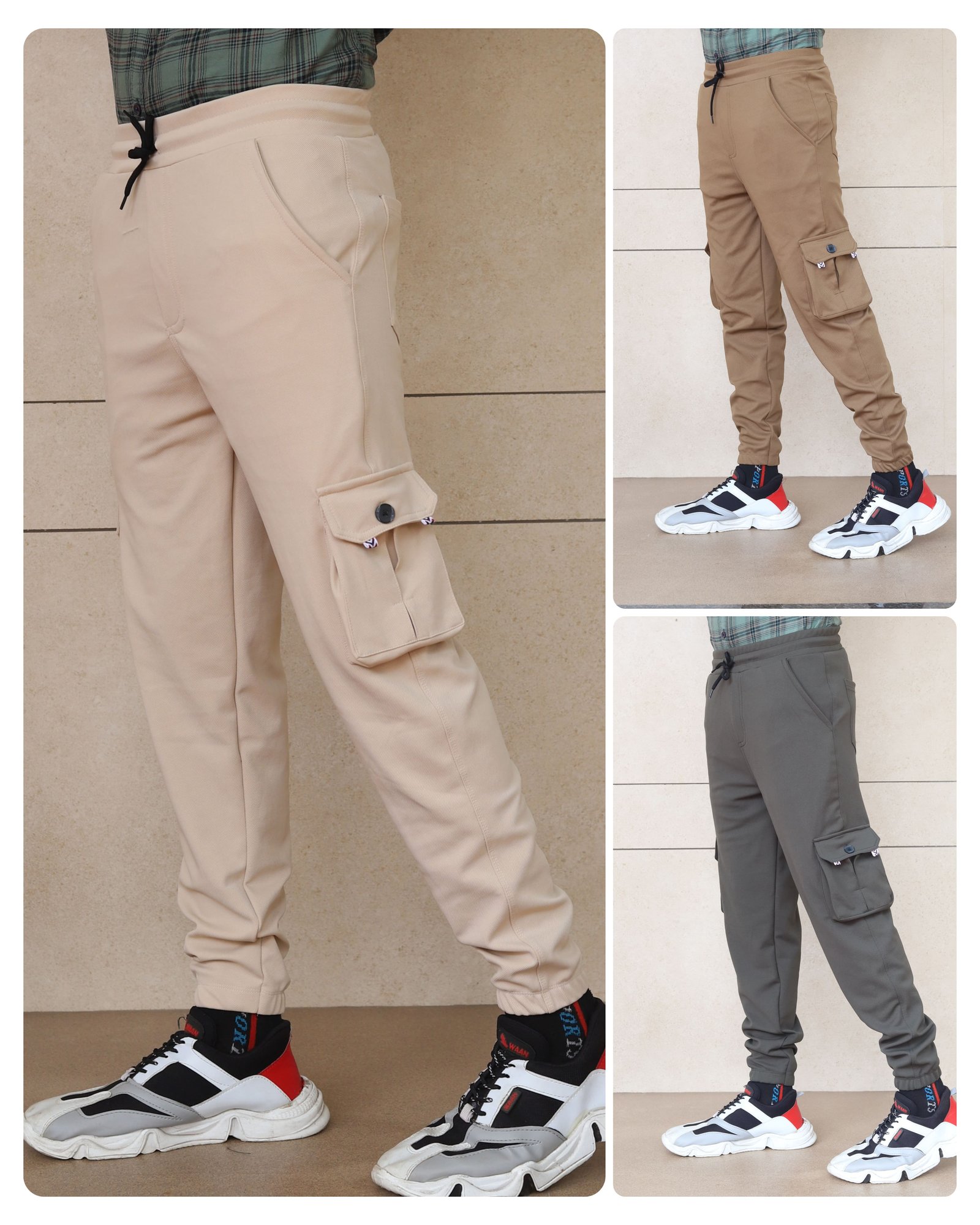 Cargo Pants Pack 3 Combo ( Black,Blue,LGrey)