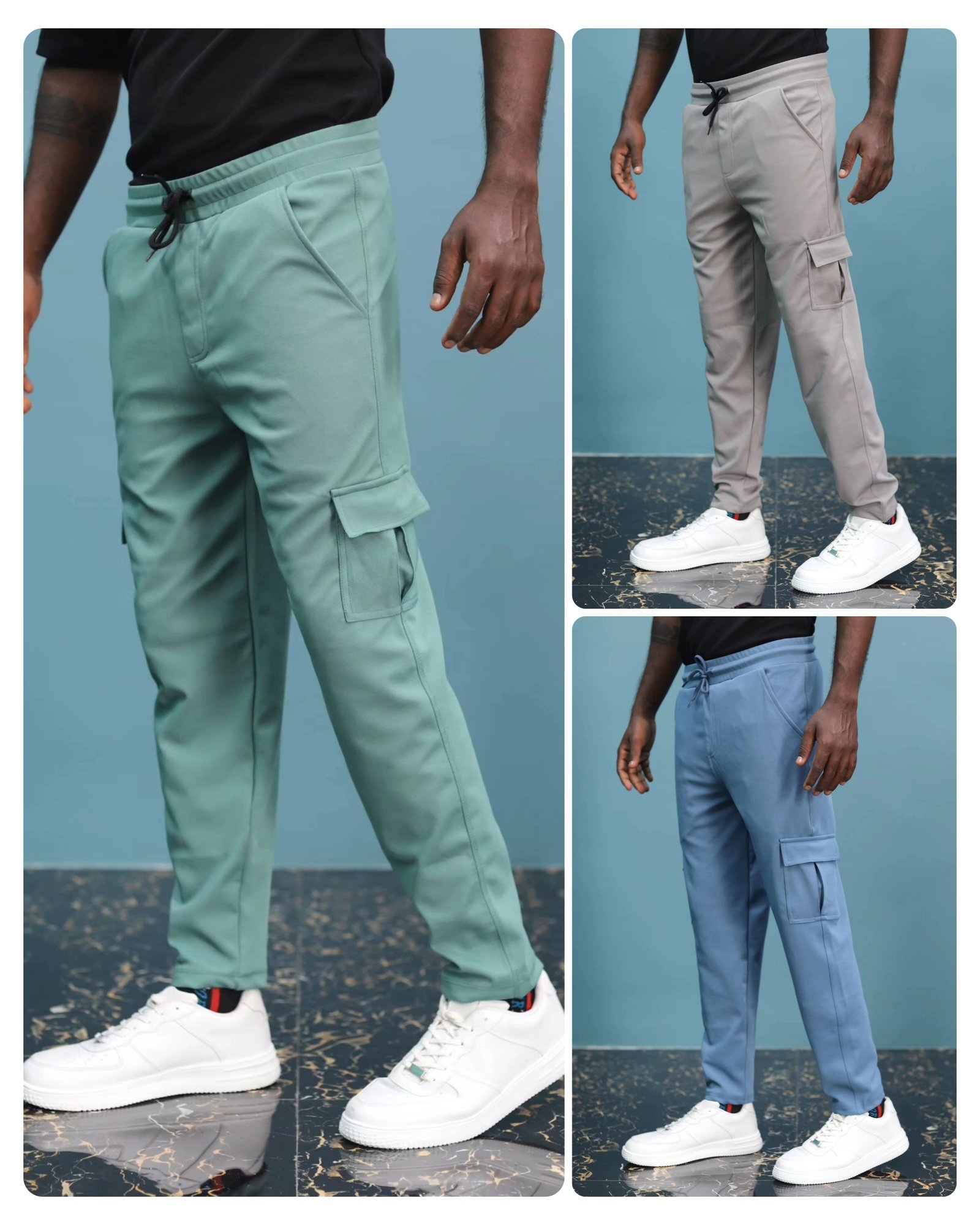 Cargo Pants Pack 3 Combo ( Grey,Blue,Green)